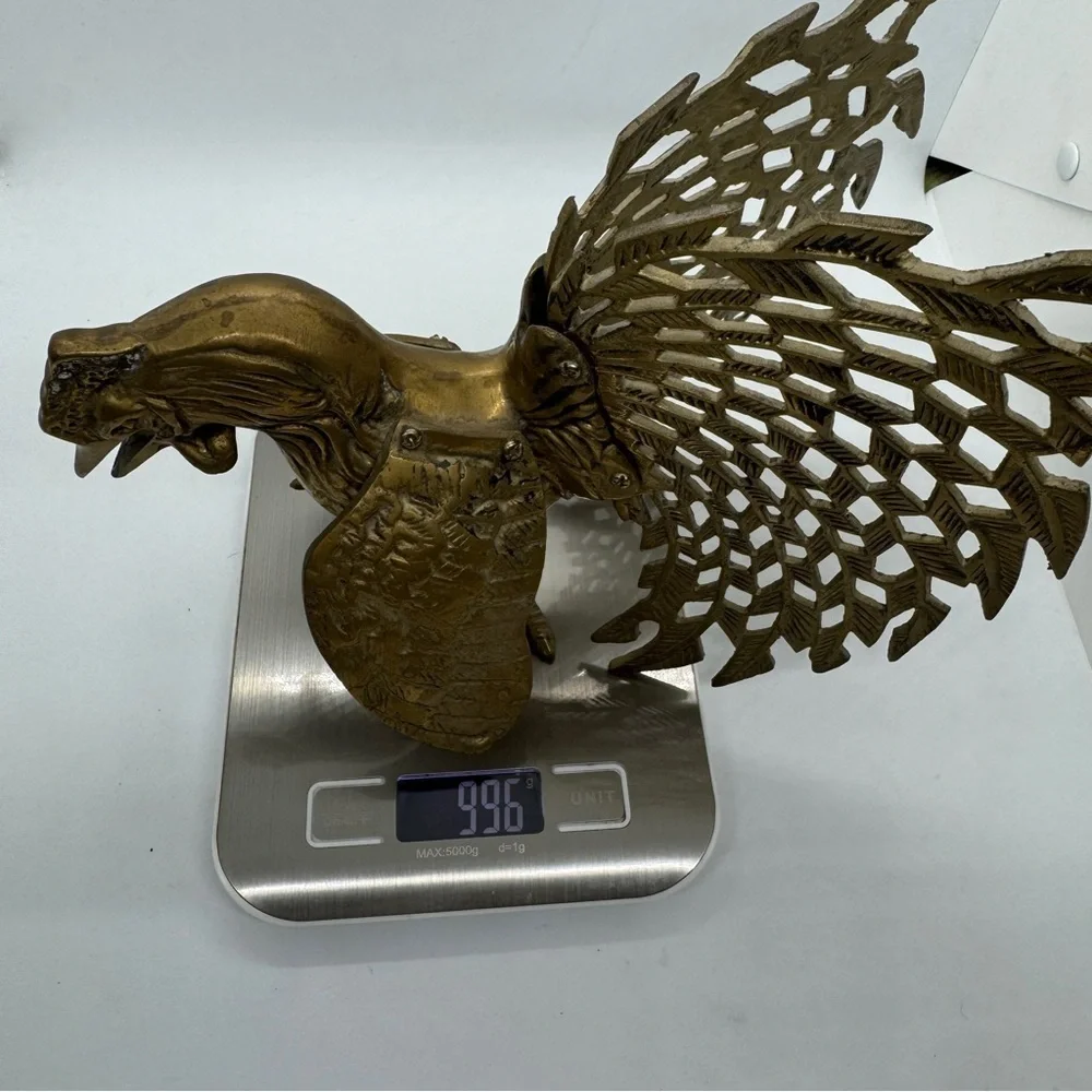 Vintage Brass Fighting Birds Statue Pair - Picture 10 of 11